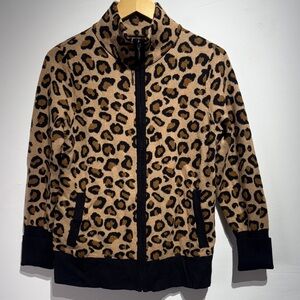 Rachel Zoe Full Zip Leopard Knit Jacket